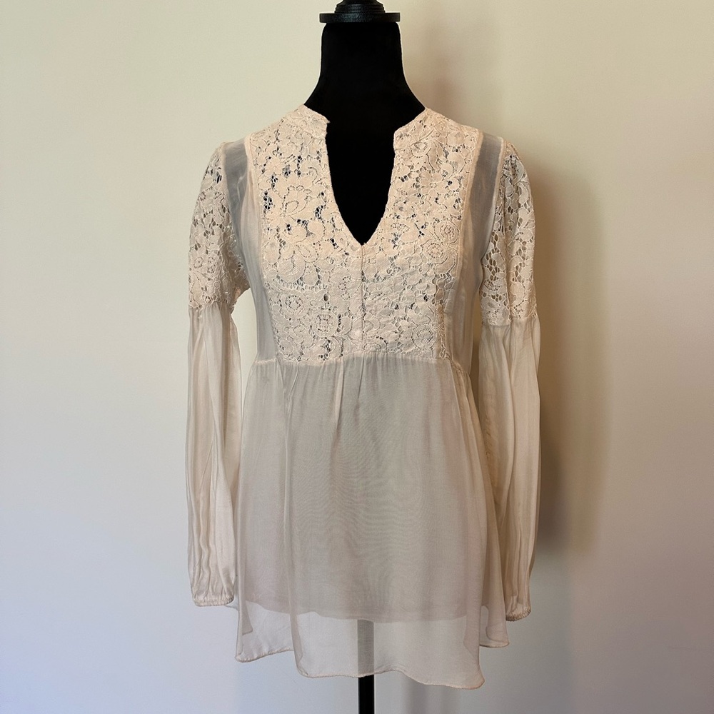 Chic Cream Lace Blouse for Women